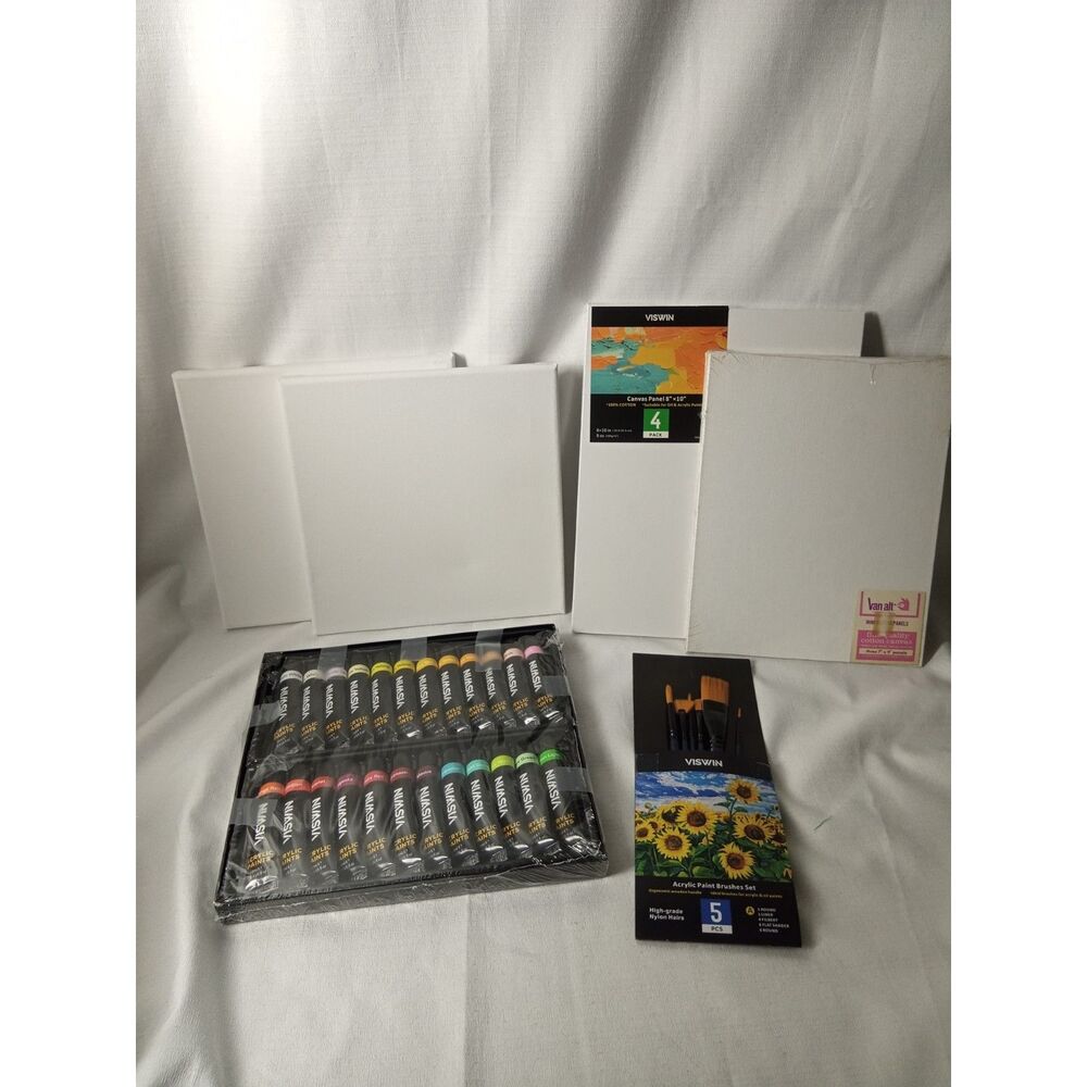 Viswin Acrylic Paint Set Brushes Canvas Panels Artist Painting Starter Kit